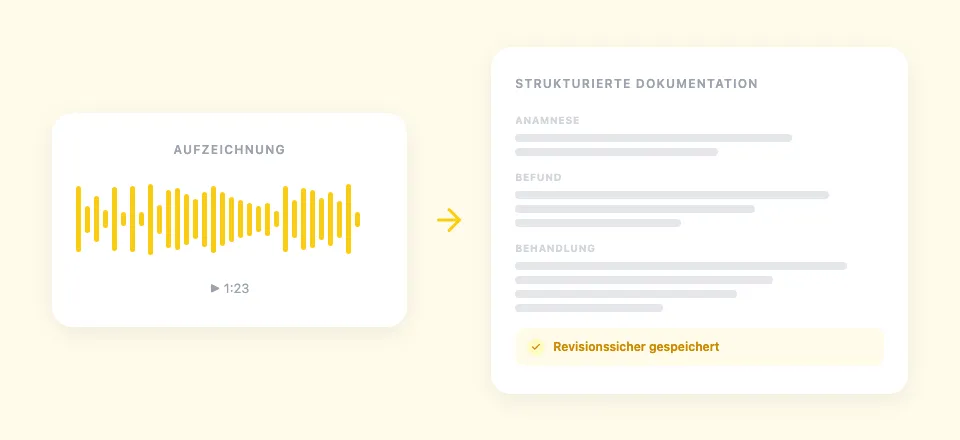 Dentero Fließtext und Protokoll — Screenshot