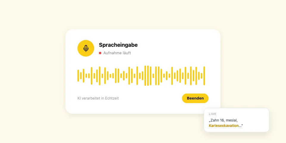 Dentero Spracheingabe — Screenshot