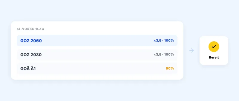 Dentero Abrechnung — Screenshot