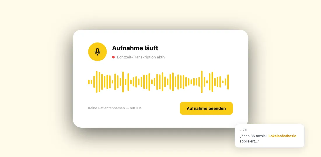 Dentero Spracheingabe — Screenshot